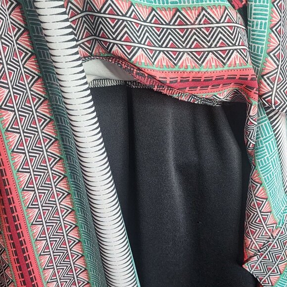 SIGNATURE by ROBBIE BEE Dress Plus Size 20W Pink Blue Womens Geometric Zip Back - Picture 5 of 7